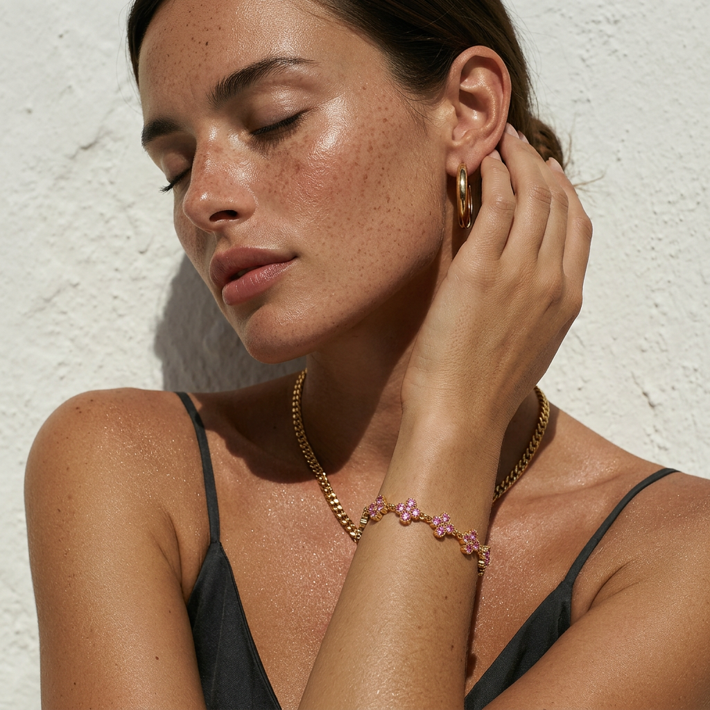 Elegantes Vierklee-Design Kleeblatt Armband Gold
