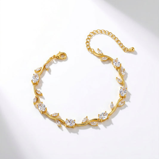 Kristall-Blüten-Armband Verstellbar