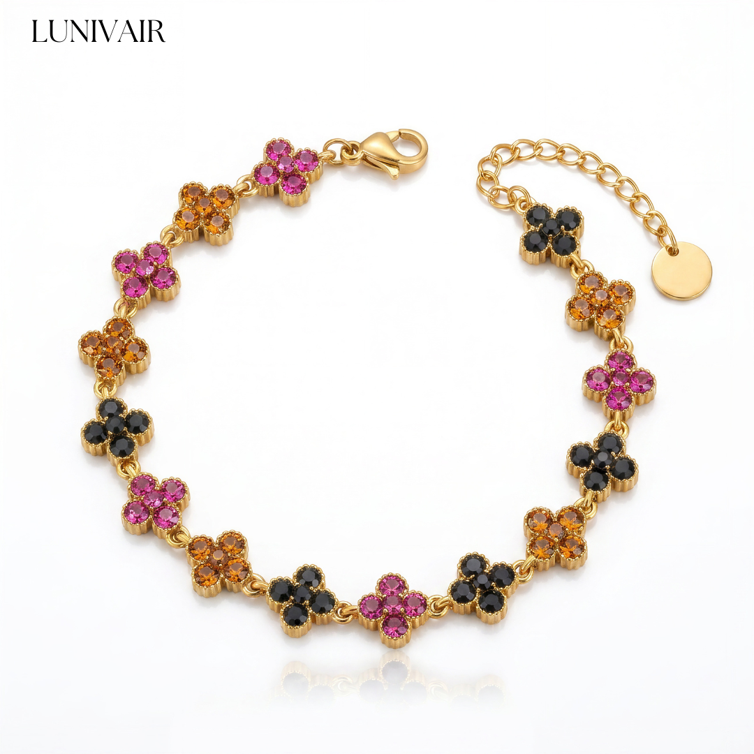 Elegantes Vierklee-Design Kleeblatt Armband Gold