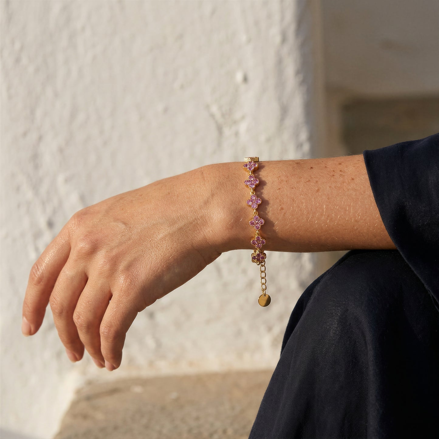 Elegantes Vierklee-Design Kleeblatt Armband Gold